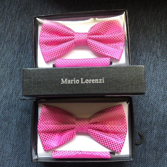 Mario Lorenzi Bow Tie & Pocket Square 3 Sets NIB - Picture 5 of 7